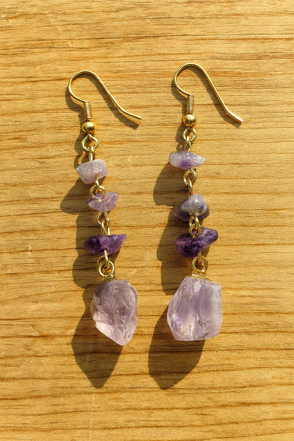 Raw Amethyst Dangle Earrings • Natural Purple Crystal Jewelry • Healing Stone Earrings • Calming & Intuition Gift for Her