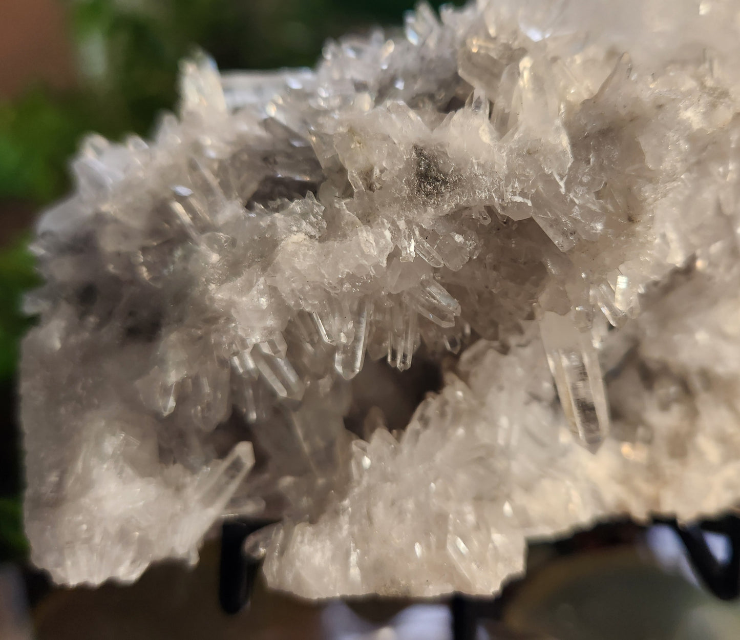 Stunning Natural Calcite Crystal on Flashy Quartz Druzy – White Calcite on Clear Quartz Matrix