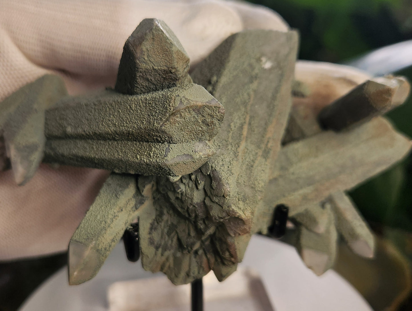 Chlorite-Coated Quartz Cluster • Rare Velvety Green Growth • Natural Formation