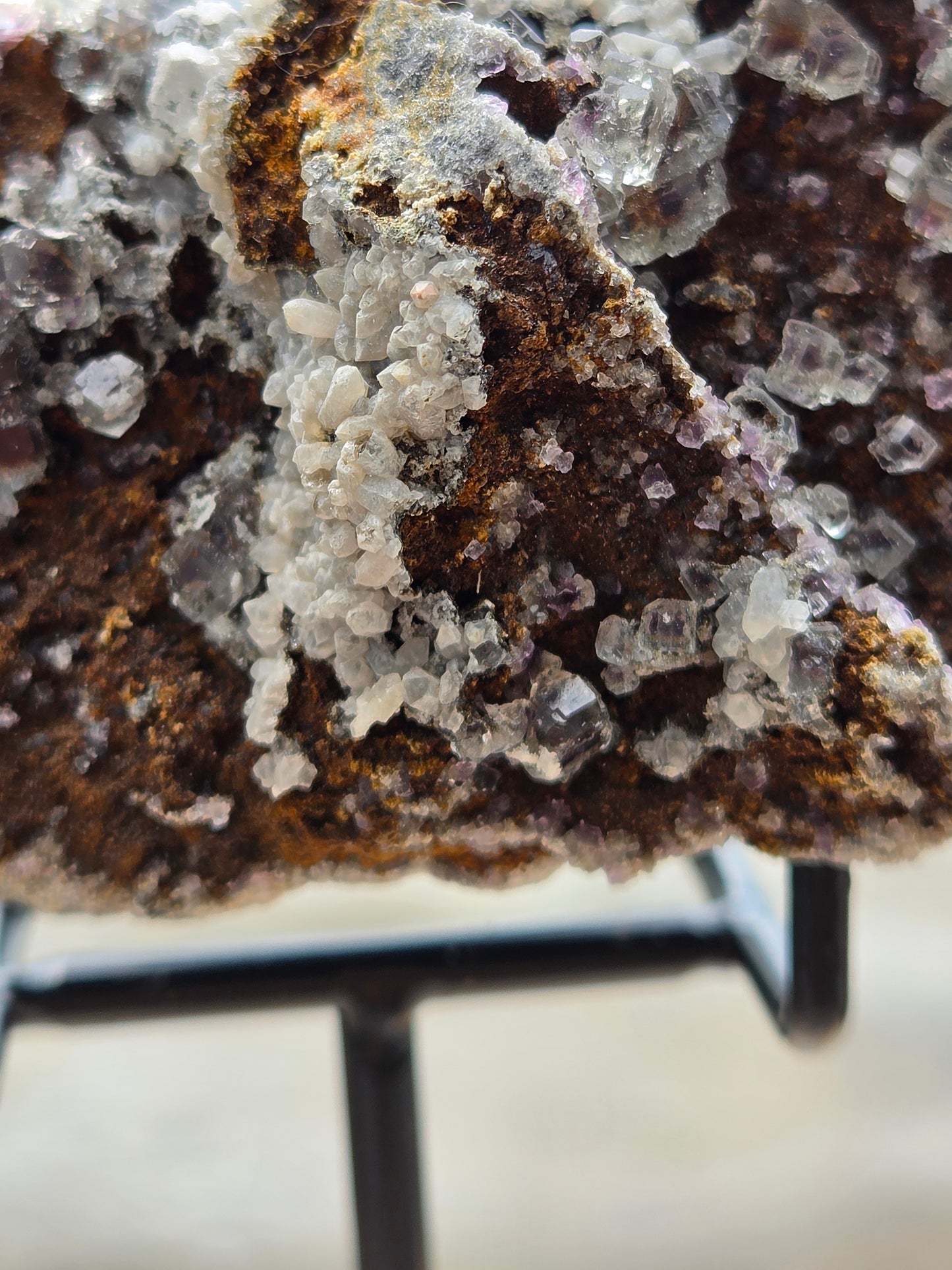 Fluorite with Quartz & Calcite on Sphalerite | Purple Fluorite Crystal Cluster