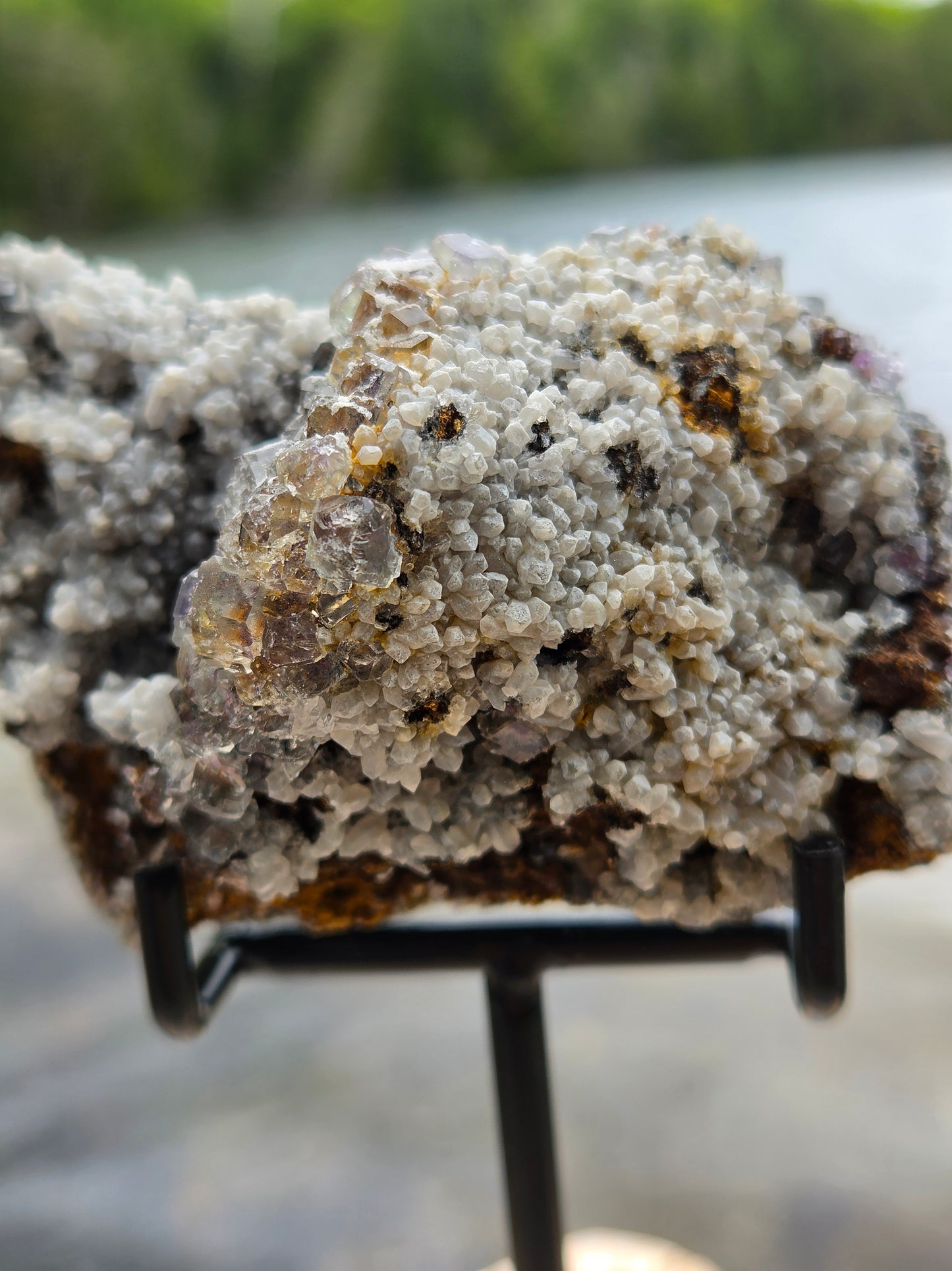 Fluorite with Quartz & Calcite on Sphalerite | Purple Fluorite Crystal Cluster