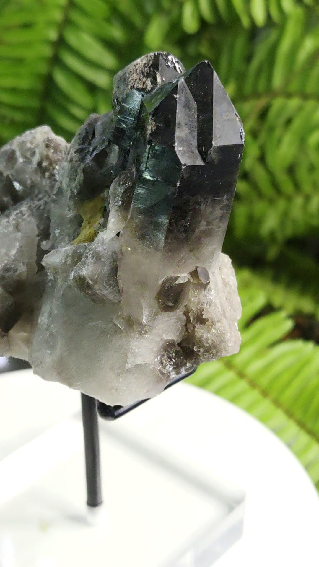 Natural Smoky Quartz Crystal Cluster from Brazil with Calcite Pocket | Mineral Specimen