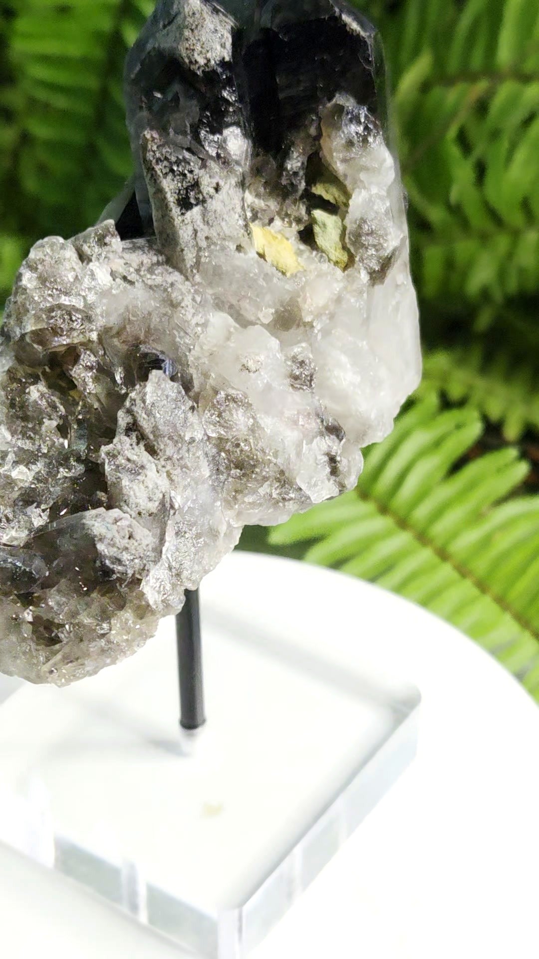 Natural Smoky Quartz Crystal Cluster from Brazil with Calcite Pocket | Mineral Specimen